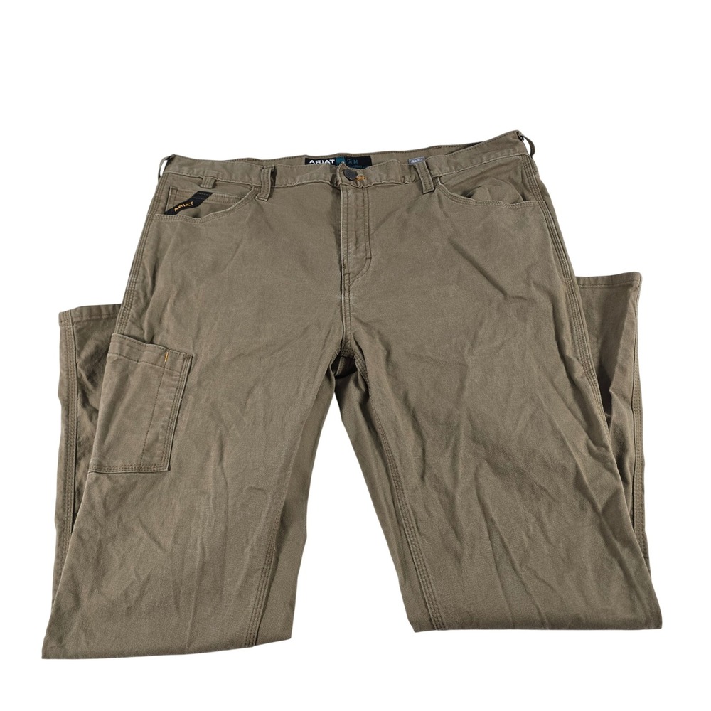 Ariat Rebar M7 Slim Straight Leg Work Pants Tan Brown 40x32 Utility Canvas